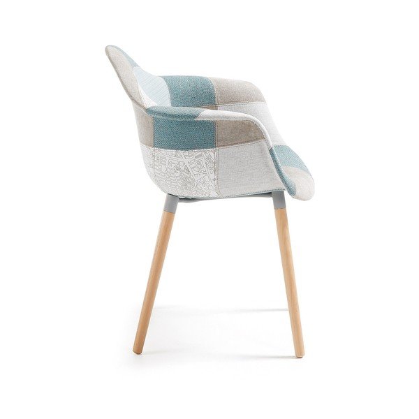 Set 2 scaune cu picioare din lemn și cotiere La Forma Kenna, albastru - gri-image-2