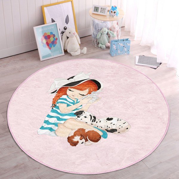 Covor pentru copii roz ø 120 cm Comfort – Mila Home-image-1