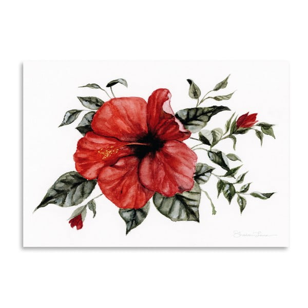 Poster Americanflat Red Hibiscus by Shealeen Louise, 30 x 42 cm