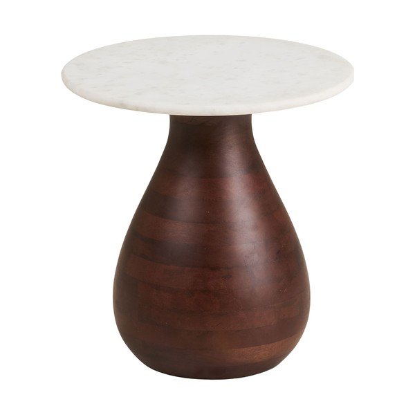 Măsuță auxiliară rotundă cu blat din marmură ø 40 cm Heide – House Nordic-image-2