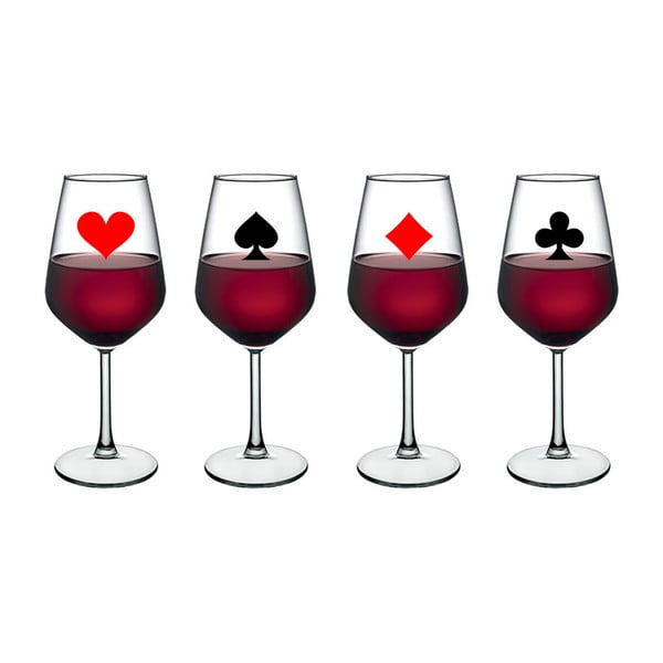 Set 4 pahare vin Vivas Playing Card, 345 cm