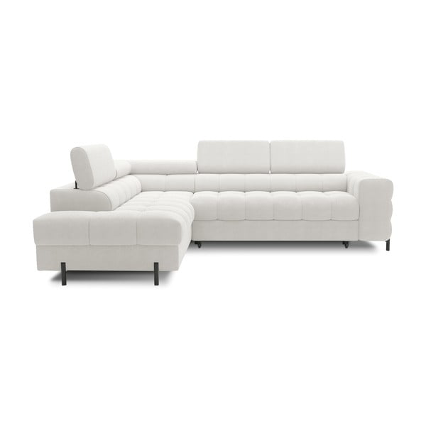 Colțar crem extensibil/cu spațiu de depozitare cu tapițerie din țesătură bouclé (cu colț pe partea stângă/în formă de ”L”) Ferucce – ELTAP