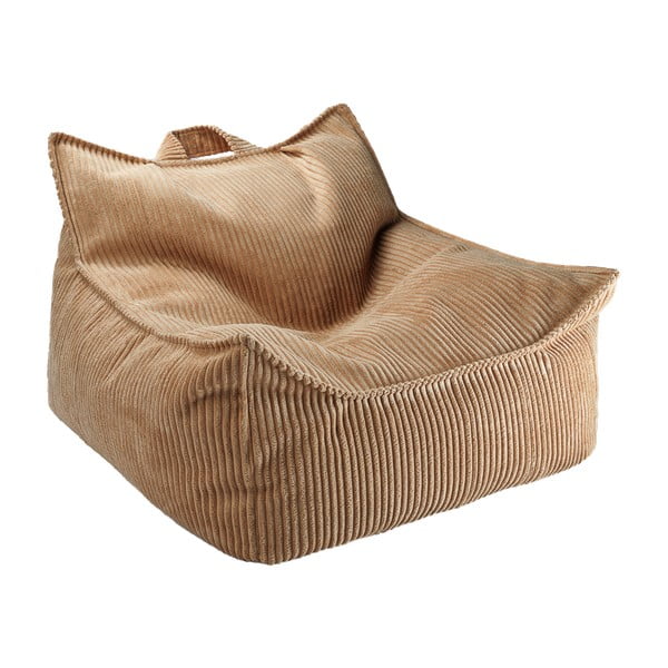 Fotoliu puf pentru copii maro cu tapițerie din catifea reiată Chair – Wigiwama