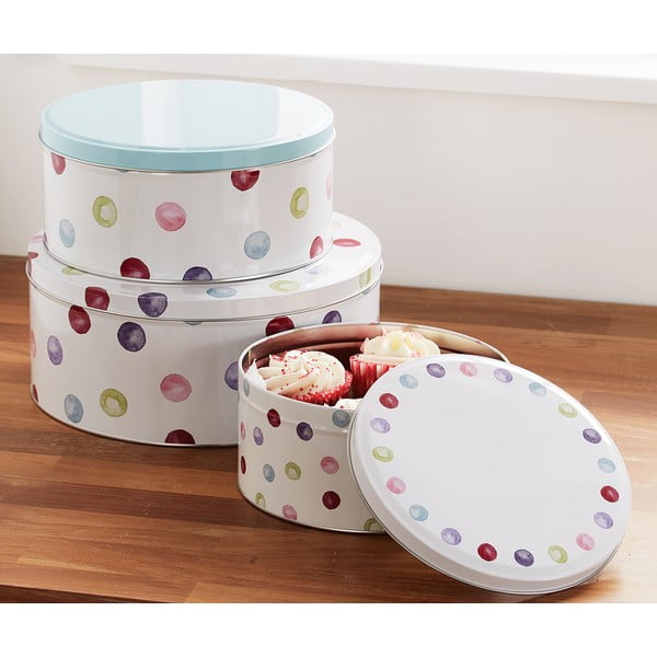 Recipiente 3 buc. din oțel pentru prăjituri Spotty Dotty – Cooksmart ®-image-1
