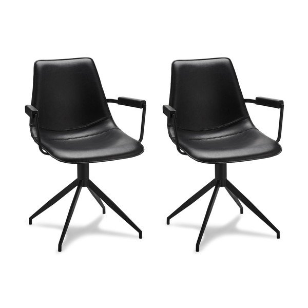 Scaune de dining negre rotative 2 buc. Isabel – Furnhouse-image-3