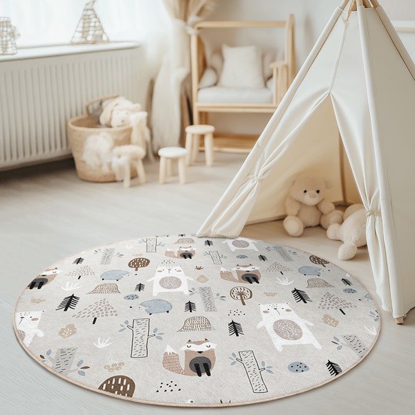 Covor pentru copii lavabil ø100 cm Forest Friends – Mila Home-image-2