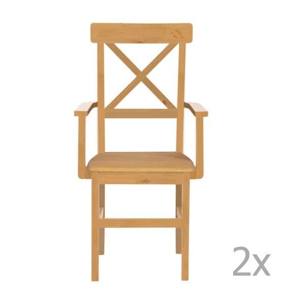 Set 2 scaune din lemn de pin cu cotiere Støraa Nicoline