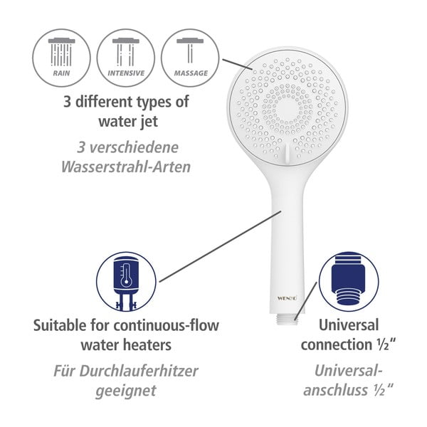 Set de duș alb din oțel inoxidabil 70 cm Watersaving – Wenko-image-3