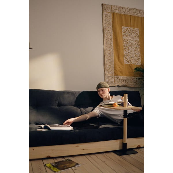 Canapea verde-închis extensibilă cu tapițerie din catifea reiată 196 cm Base – Karup Design-image-1