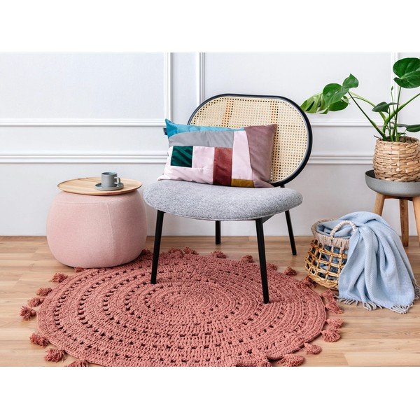 Covor din bumbac Nattiot Nila, ø 120 cm, roz prăfuit-image-1
