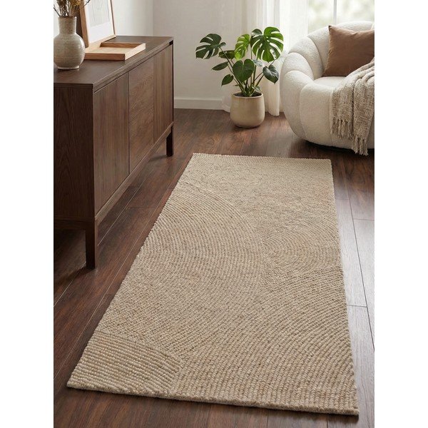 Covor tip traversă bej țesut manual din lână 80x200 cm Calmio – Hanse Home-image-1