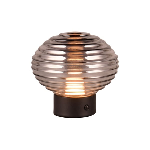 Veioză neagră/gri LED cu intensitate reglabilă cu abajur din sticlă (înălțime 14,5 cm) Earl – Trio-image-1