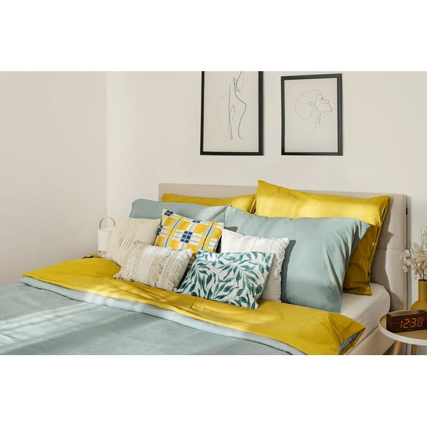 Pat matrimonial 160x200 cm bej tapițat cu somieră Elyna – Bobochic Paris-image-4