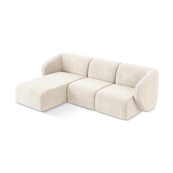 Colțar bej cu tapițerie din chenille (cu colț pe partea stângă/cu șezlong) Lani – Makamii-image-2