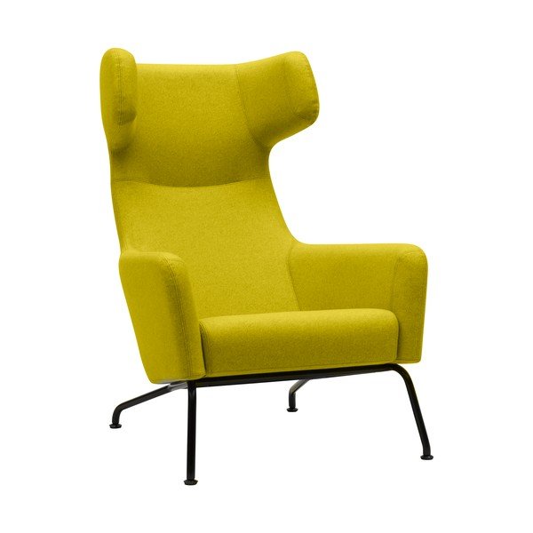 Fotoliu cu picioare negre Softline Havana, galben-image-1