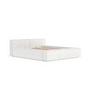 Pat matrimonial crem tapițat cu spațiu de depozitare cu somieră 180x200 cm Voliera – Maison de Rêve