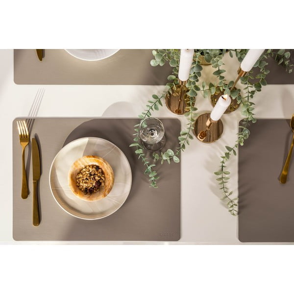 Suport farfurie din piele reciclată ZicZac Titane, 33 x 45 cm, gri - bej-image-1