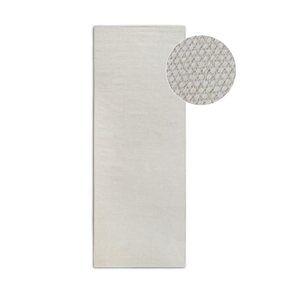 Covor tip traversă crem țesut manual din amestesc de lână 80x200 cm Pradesh Natural White – Elle Decoration