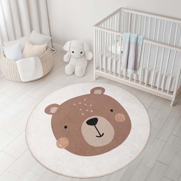 Covor pentru copii maro/crem lavabil ø100 cm Teddy Bear – Mila Home-image-2