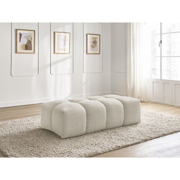Taburet bej cu tapițerie din chenille Everest – Bobochic Paris-image-1