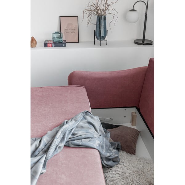 Canapea extensibilă din catifea Miuform Tender Eddie, roz-image-1