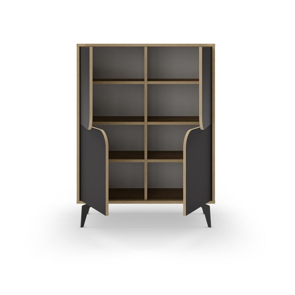 Dulap negru/în culoare naturală cu aspect de lemn de stejar 90x120 cm Nola – Marckeric-image-4