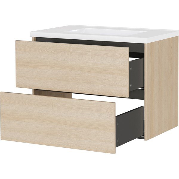 Dulap sub chiuvetă în culoare naturală suspendat cu aspect de lemn de stejar 81x61 cm Bodera – Germania-image-3