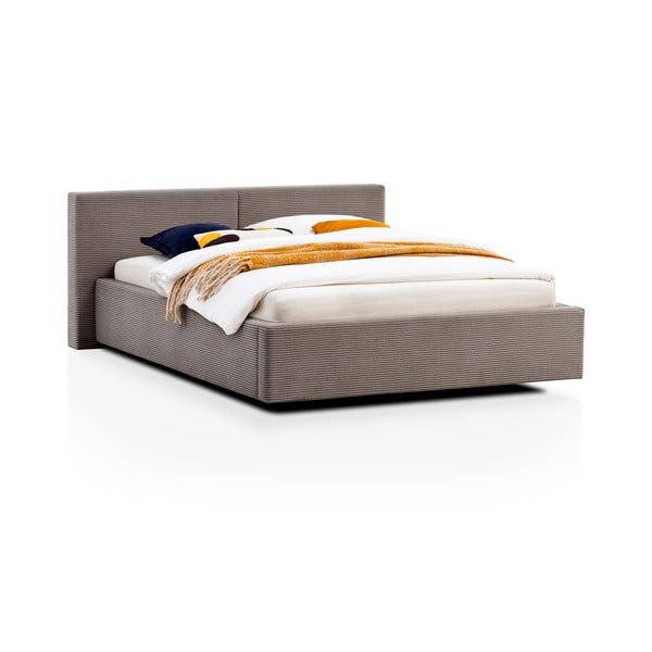 Pat matrimonial maro deschis tapițat fără somieră 140x200 cm Cube – Meise Möbel-image-4