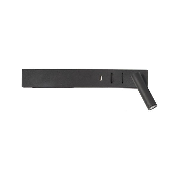 Aplică de perete negru-mat LED cu structură flexibilă/cu port USB din metal Vida – Nova Luce
