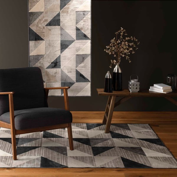 Covor gri/bej din amestec de bumbac 68x110 cm Graphic – douceur d'intérieur-image-2