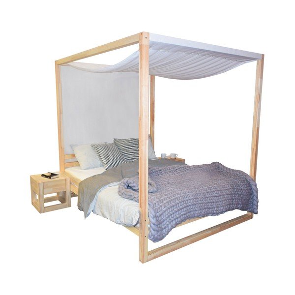 Pat dublu din lemn Benlemi Baldee Bella Natural, 200 x 190 cm-image-2