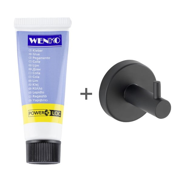 Cârlig negru mat autoadeziv din oțel inoxidabil Bosio – Wenko