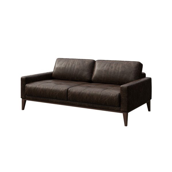 Canapea din piele MESONICA Musso Tufted, maro închis, 173 cm-image-2