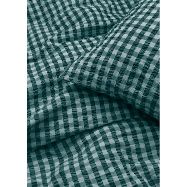 Lenjerie de pat verde-albastră din țesătură crep pentru pat de o persoană 140x200 cm Bæk&Bølge – JUNA-image-2