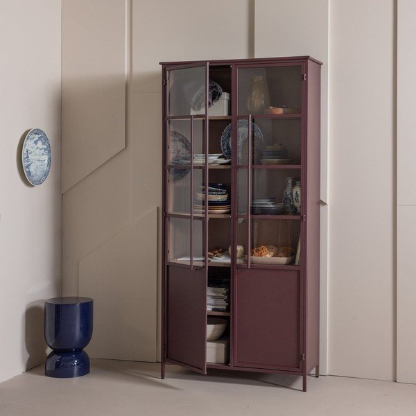 Vitrină burgundy din metal 99x203x45 cm Exhibit – WOOOD-image-2