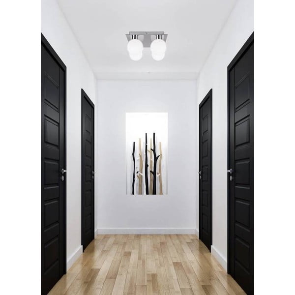 Plafonieră argintie cu abajur din sticlă 25x25 cm Oden – Candellux Lighting-image-2