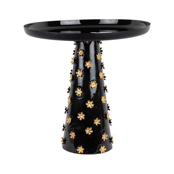 Măsuță auxiliară rotundă din metal ø 50 cm Golden Flowers – Leitmotiv