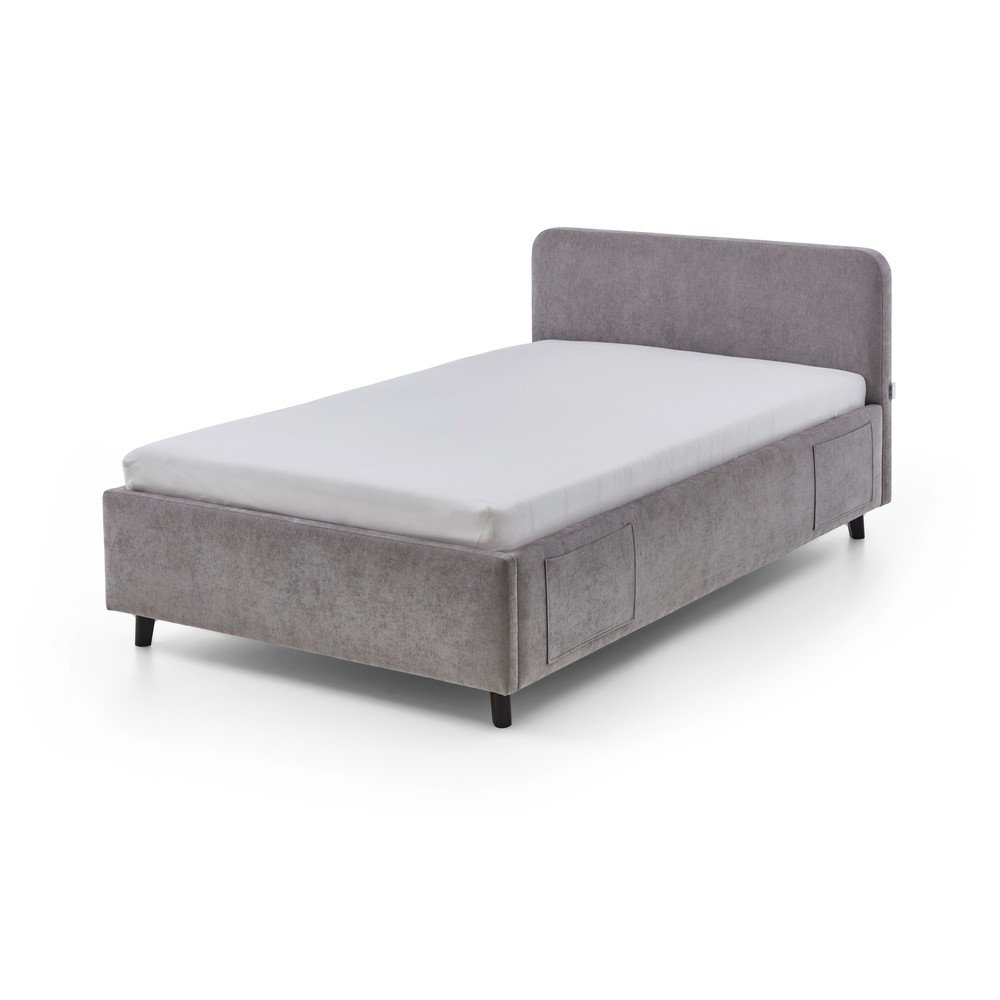 Pat pentru copii gri cu spatiu de depozitare cu somiera 120x200 cm Cosy – Meise Möbel