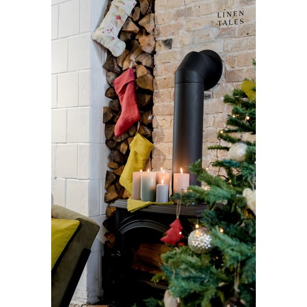 Decorațiune ciorap de Crăciun din material textil Christmas Print Natural – Linen Tales-image-2