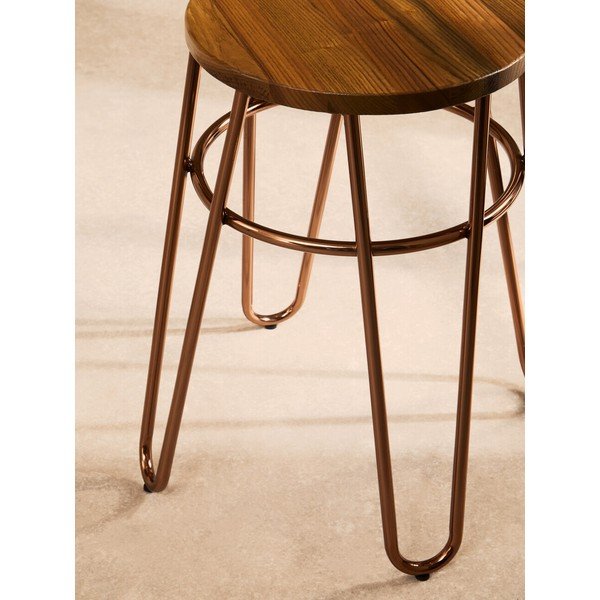 Scaun tip taburet în culoare naturală/roz auriu din lemn de ulm District – Premier Housewares-image-4