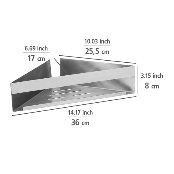 Raft pentru baie argintiu mat de colț autoadeziv din oțel inoxidabil Genova – Wenko-image-2