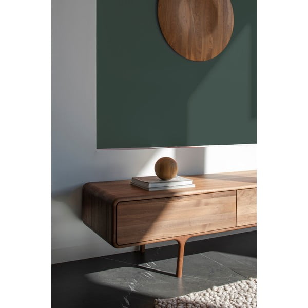 Comodă TV maro din lemn de nuc 220x45x45 cm Fawn – Gazzda-image-4