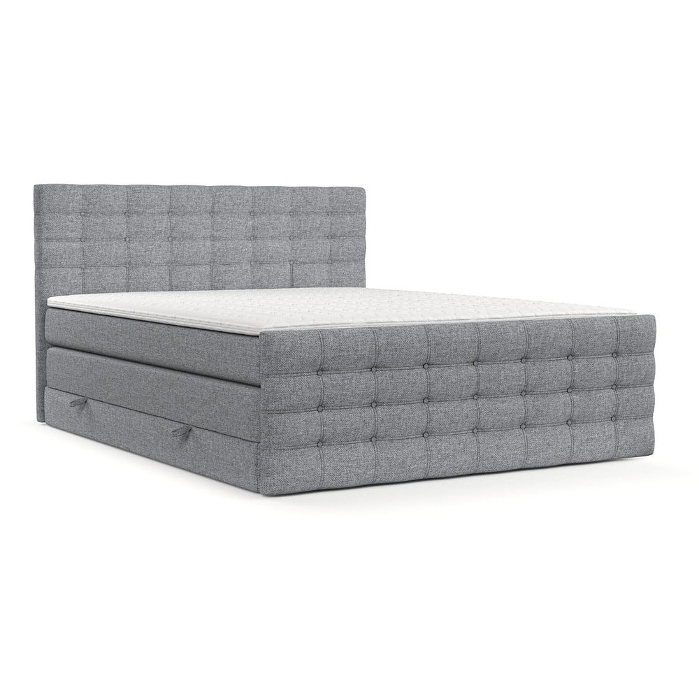 Pat boxspring gri cu spațiu de depozitare 160x200 cm Blend – Maison de Rêve