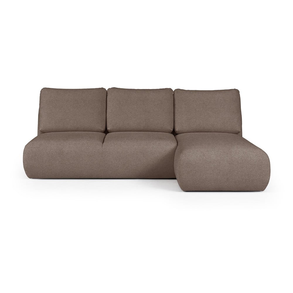 Colțar maro cu tapițerie din țesătură bouclé (cu colț pe partea dreaptă/cu șezlong) Mirel – Rodier