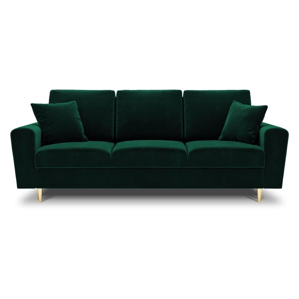 Canapea verde extensibilă, cu spațiu de depozitare cu tapițerie din catifea 235 cm Kyoto – Cosmopolitan Design