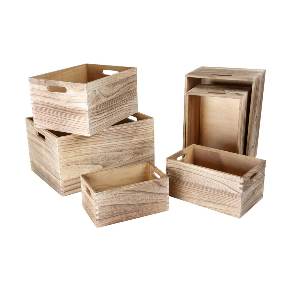 Set 6 cutii din lemn de depozitare Legler Wooden bonami.ro pret redus