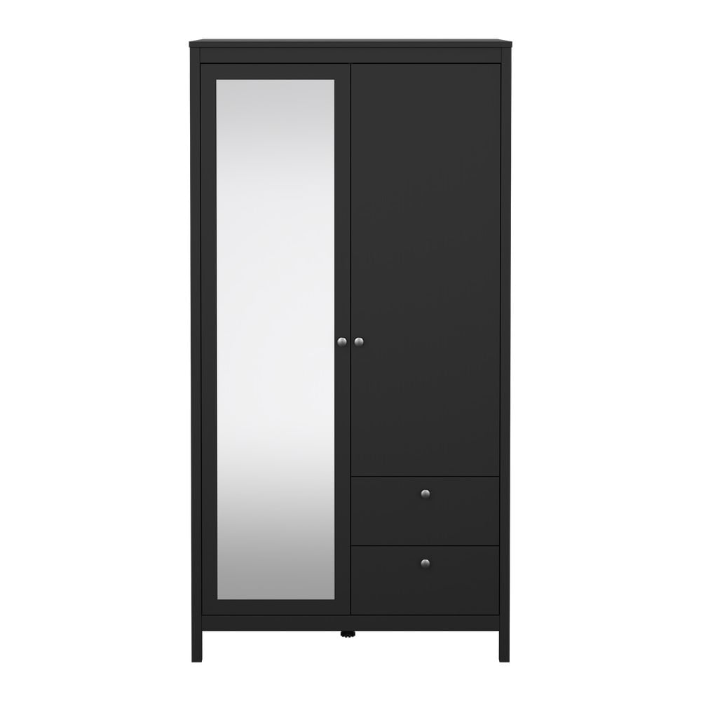 Șifonier negru cu oglindă 102x199x58 cm Madrid – Tvilum