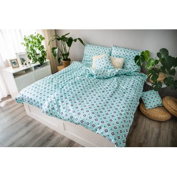 Lenjerie de pat din bumbac satinat cotton house regina, 140 x 200 cm, verde