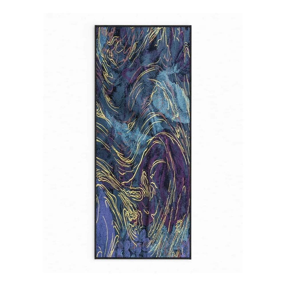 Covor tip traversă albastru închis lavabil 80x200 cm Swirls – Oyo Concept