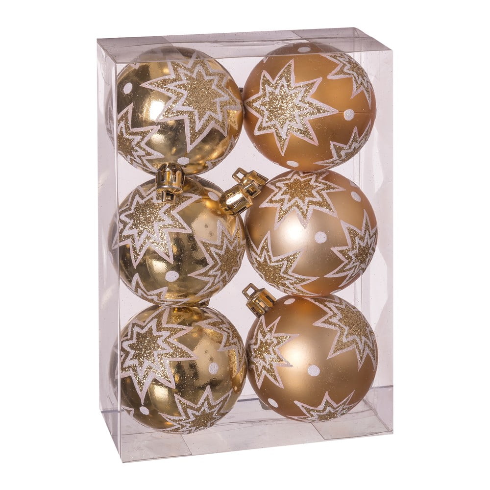 Set 6 globuri de Crăciun Unimasa Estrellas, ø 5 cm, auriu